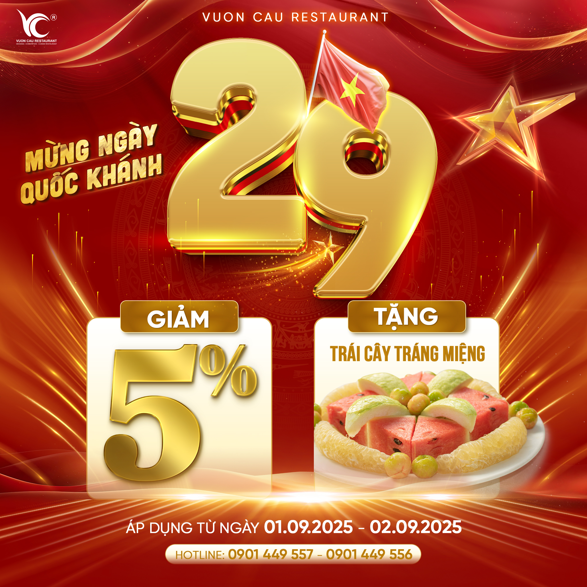VƯỜN CAU HÂN HOAN CHÀO MỪNG 80 NĂM NGÀY QUỐC KHÁNH 2/9